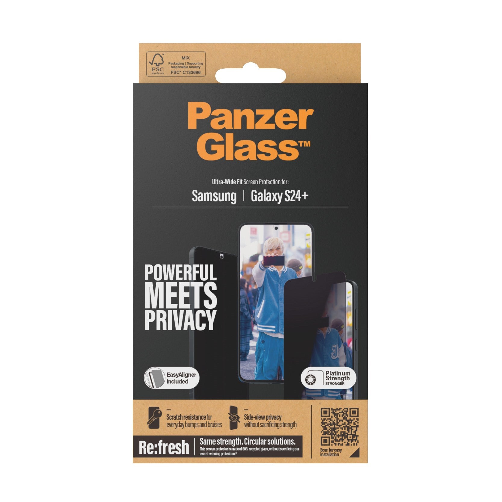 PanzerGlass® Privacy Skærmbeskyttelse Samsung Galaxy S24+ | Ultra-Wide Fit m. EasyAligner